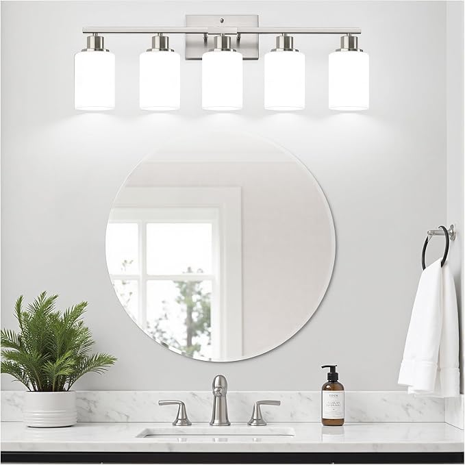 5-Light Brushed Nickel Bathroom Vanity Light - Image 7