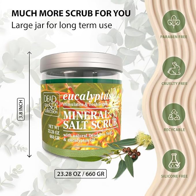 Dead Sea Collection Eucalyptus Salt Scrub – Exfoliating Body Scrub - Image 6