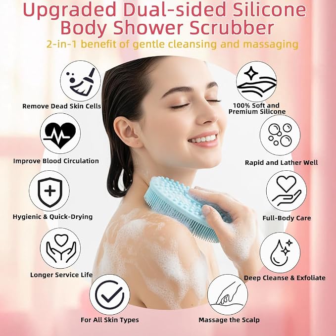 Silicone Body Scrubber 3 Pack Silicone Loofah Exfoliating Body Scrubber Soft - Image 2