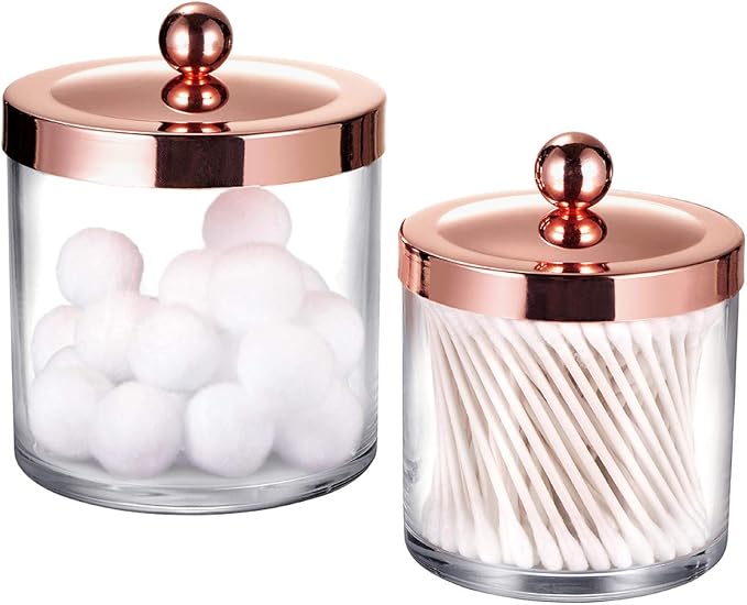 SheeChung 2-Pack Plastic Apothecary Jars - 25oz & 15oz Clear Acrylic Qtip by SheeChung