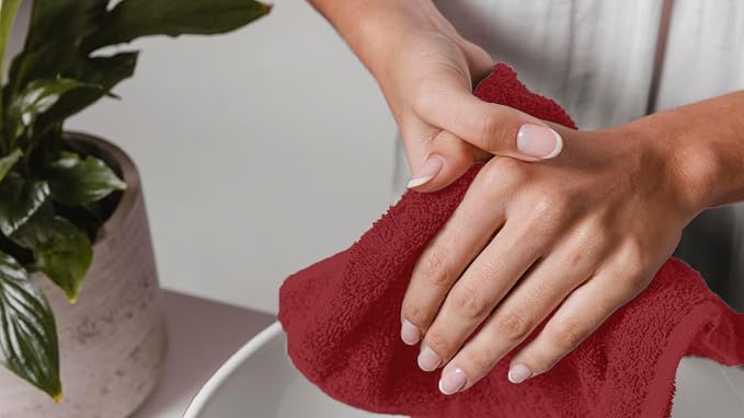 Avalon Towels Cotton Washcloths 24-Pack – 12 x 12 Inch Red Super Soft & - Image 3