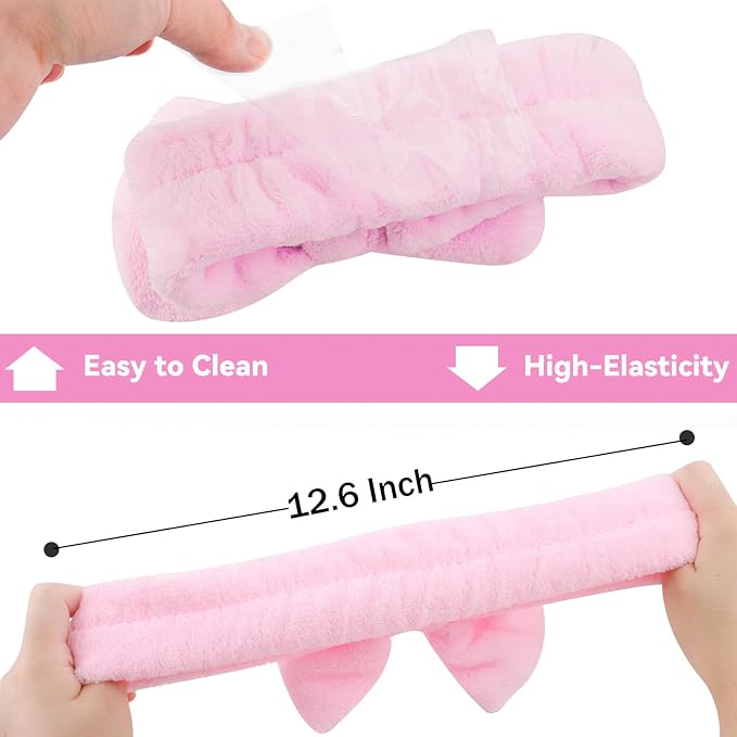 Ondder Spa Headband for Washing Face 8 Pack Pink Skincare Headbands for Women - Image 2