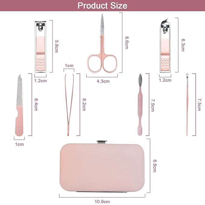 WOXVM Premium Manicure Set, 7 in 1 Professional Nail Clippers Scissors Pedicure - Image 2