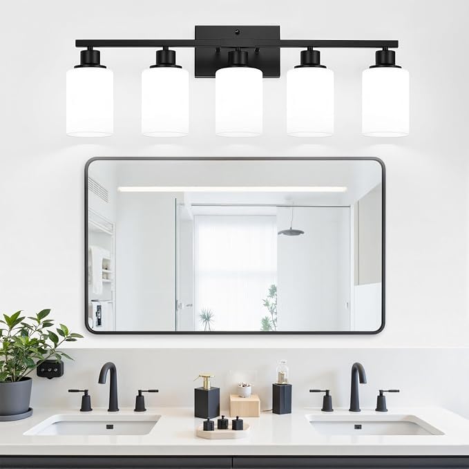 Indoi 5-Light Black Bathroom Vanity Light Fixture - Image 6