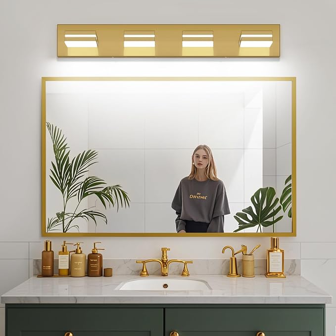 SineRise LED Modern Bathroom Vanity Light Fixtures, Brass Modern Acrylic - Image 9