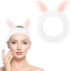 Cute White Rabbit Ears Headband Frog Eye Elastic to Wash Face - Image 8