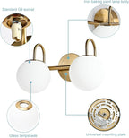 Modern Bathroom Vanity Light Fixtures 2 Lights Brushed Brass Milk White Globe - Image 4