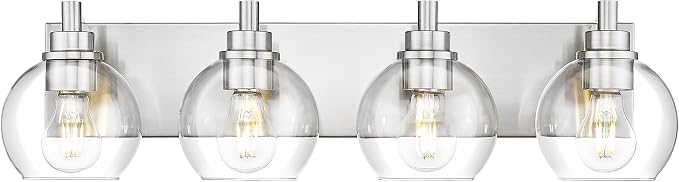 Bathroom Light Fixtures, 4 Light Brushed Nickel Vanity Light, 26 Inch Modern by Metwet