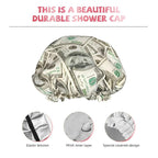 100 Dollar Money Shower Cap For Women Reusable Waterproof Double Layers Bath - Image 4