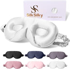 SilkSilky 100% 22 Momme Mulberry Silk Sleep Mask – Upgraded 3D Contoured Eye by SilkSilky