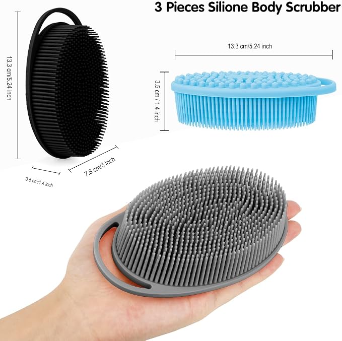 3 Pack Silicone Body Scrubber, Soft Silicone Loofah Silicone Body Brush - Image 3