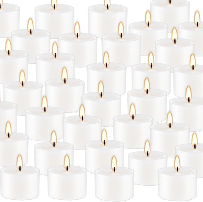 Set of 50 White Scented Tealight Candles Bulk, Vanilla Fragrance Wax - Image 3
