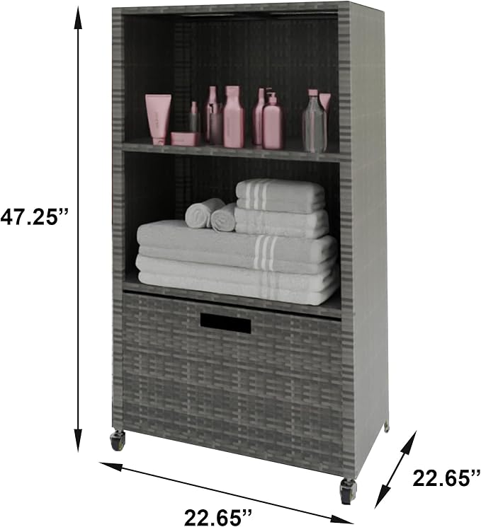 HOOYEAH Pool Towel Rack Outdoor, Waterproof PE Plastic Rattan Wicker Pool - Image 2