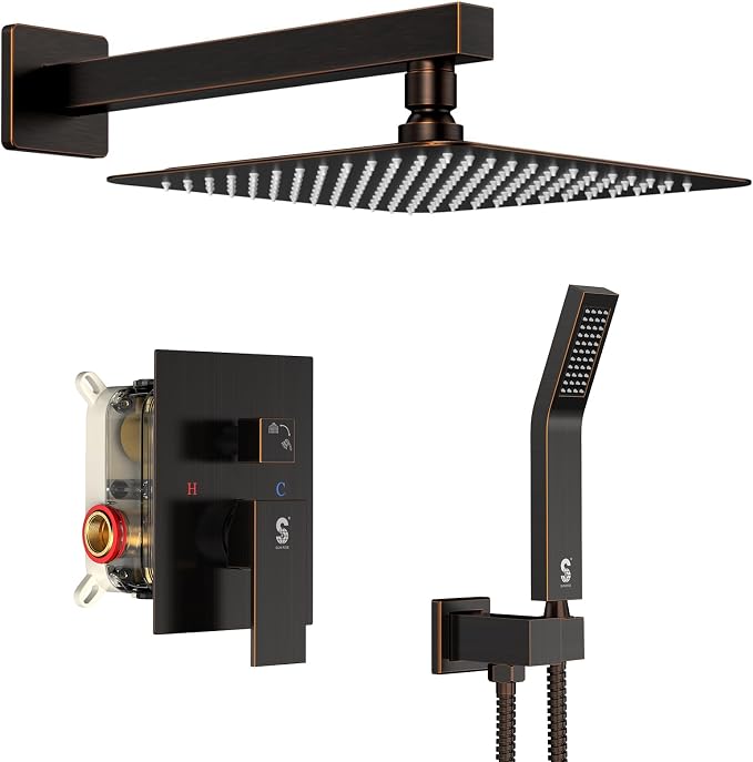 SR SUN RISE Oil Rubbed Bronze Shower System 12 Inches Brass Bathroom Luxury by SRSUNRISE
