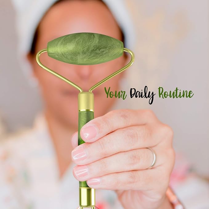 Natural Jade Roller– Gua Sha – Lymphatic Drainage Tool - Image 3