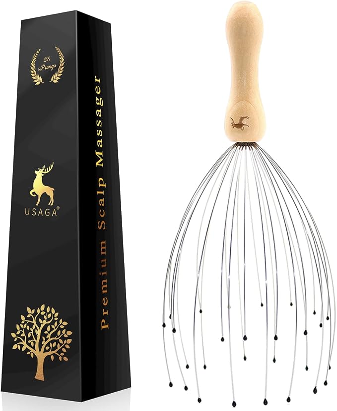 USAGA 28 Finger Head Scratcher, Head Massager, Scalp Massager, Stocking by USAGA