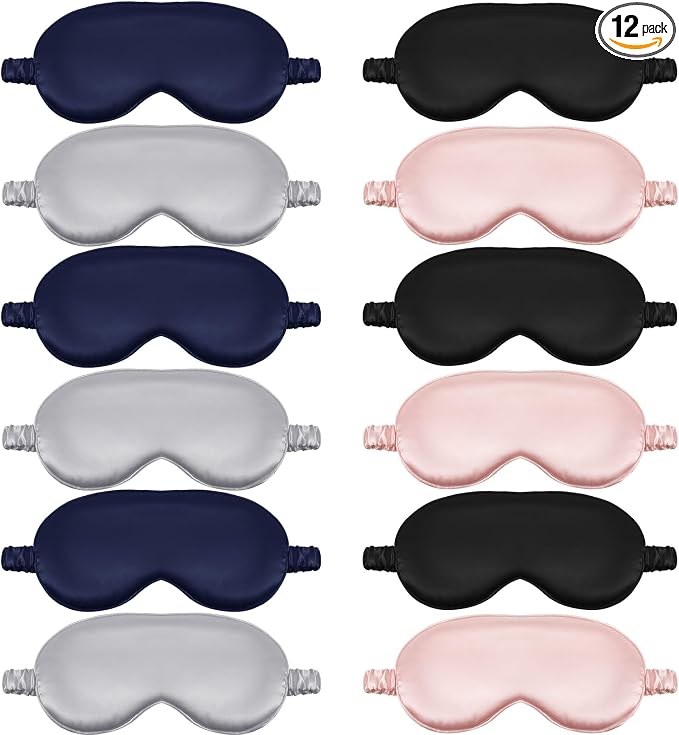 Cutecrop 12 Pcs Silk Sleep Masks Soft Satin Eye Masks by Cutecrop