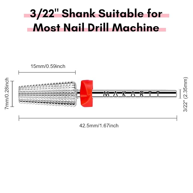 Makartt 5 in 1 Nail Drill Bits, 3/32" Shank Tungsten Carbide Tapered Drill Bits - Image 6