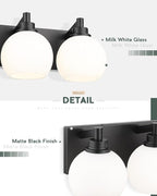 Bathroom Light Fixtures, 3-Light Matte Black Vanity Light, Modern Wall Sconces - Image 4