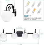 Vintage Bathroom Light Fixtures 4-Lights Black Mid Century Vanity Lights - Image 4