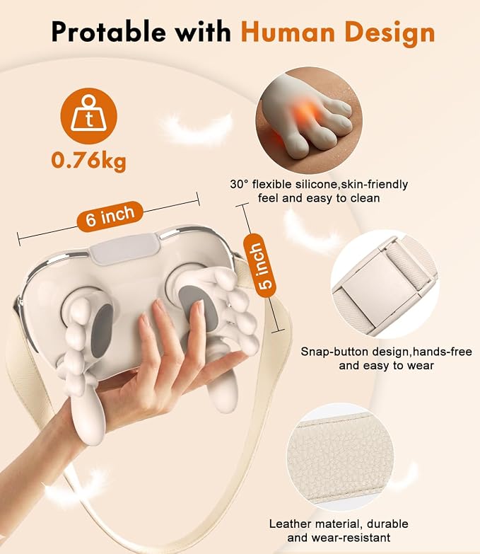 Wireless Neck Massager with Heat, Rechargeable Shiatsu Neck and Shoulder - Image 6