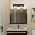 PRESDE 2-Light Crystal Bathroom Lights Fixtures Modern Matte Black Wall - Image 2