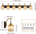Crystal Vanity Lights 6-Light Black Gold Bathroom Vanity Lights Modern Crystal - Image 4