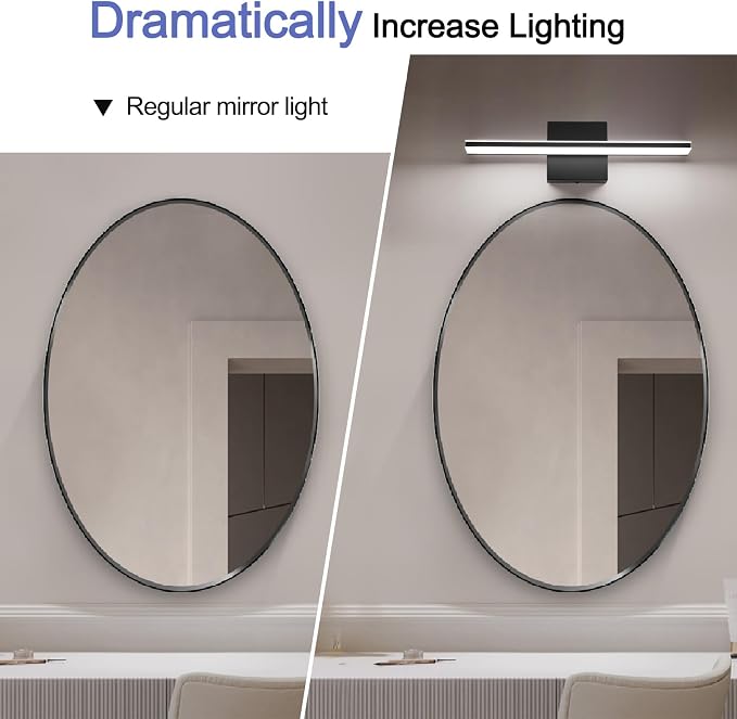 Black Bathroom Vanity Lights 16 Inch LED Lights Over Mirror - Image 9