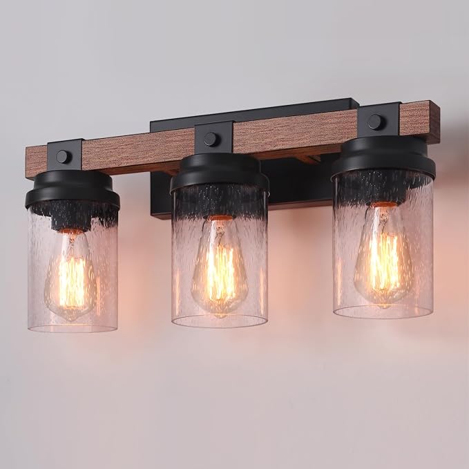 Farmhouse Vanity Light Fixtures, 3-Light Rustic Bathroom Lights Over Mirror - Image 8