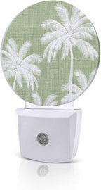 Night Lights Auto Sensor Tropical Palm Trees Night Light Olive Green Linen by Home+L6