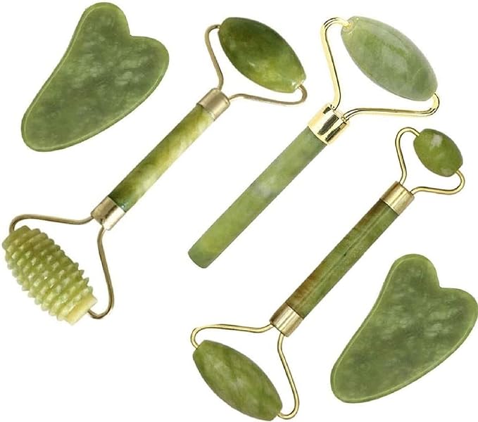 Jade Roller & Gua Sha Set 5 in 1 Facial Massager Tools by fuvooi