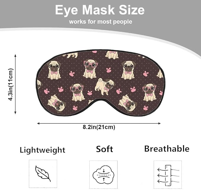 Cartoon Pug Sleep Mask Eye Mask Puppy Bow Tie Glasses Dog Animal Sleep Mask - Image 2