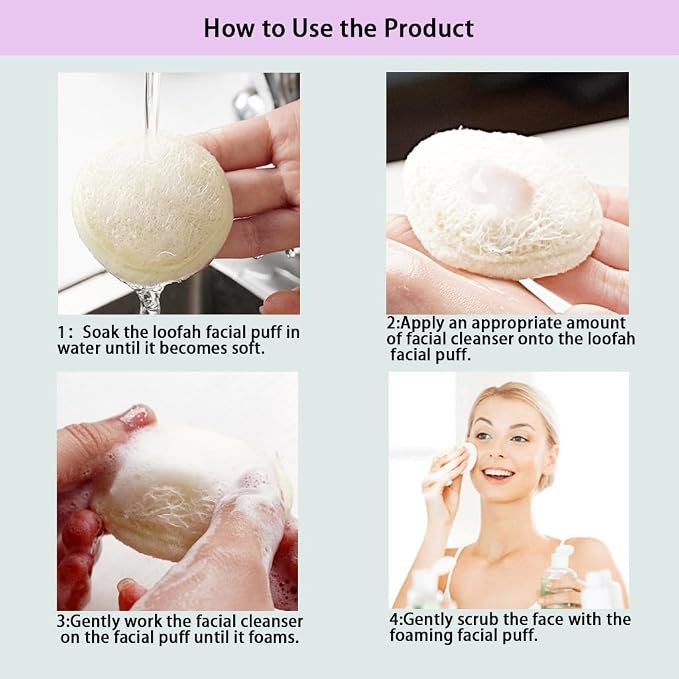 Natural Loofah Exfoliating Face Scrubber, Shower loofah Facial Scrubber - Image 3