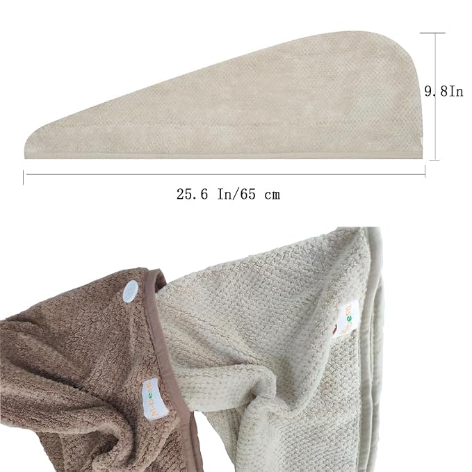 M-bestl 2 Pack Hair Drying Towels, Hair Wrap Towels, Absorbent Microfiber Hair - Image 6