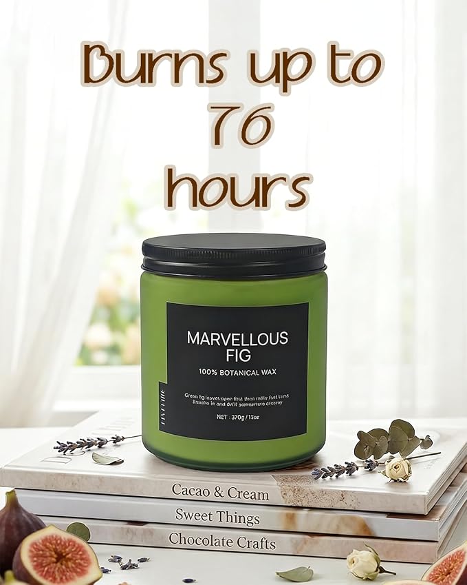 Fig Tree Home Scented Candles, 13oz Organic Soy Wax, 76-Hour Clean Burning - Image 3
