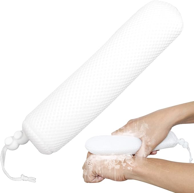 Bath Brush Head with Sponge, Back Scrubber Bath Mesh Bath Body Brush Head by KkaFFeHealth