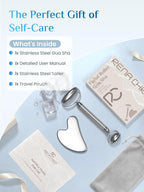 Rena Chris Gua Sha and Face Roller Set: Anti-Breakage Stainless Steel Roller - Image 6