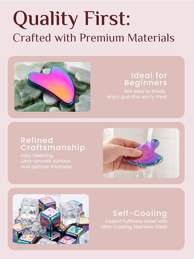 Rena Chris Gua Sha Facial Tools, Stainless Steel Guasha Tool - Image 3