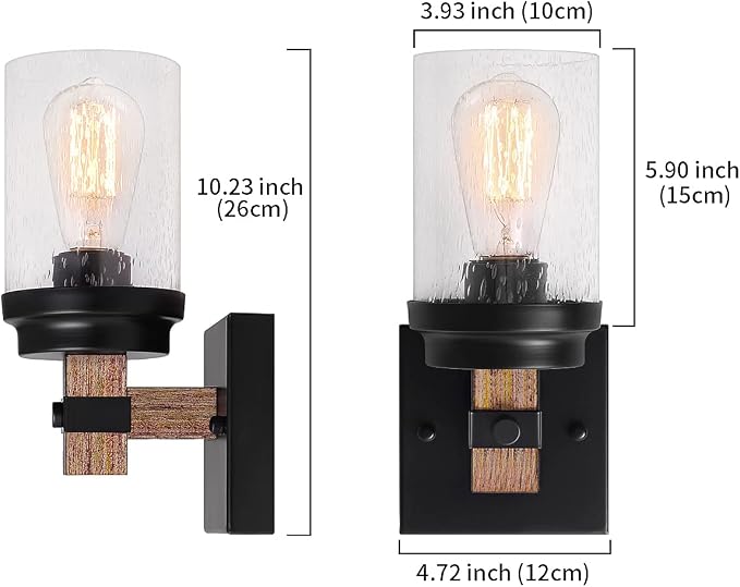 1-Light Rustic Wall Sconces Farmhouse Bathroom Light Fixtures Over Mirror - Image 7