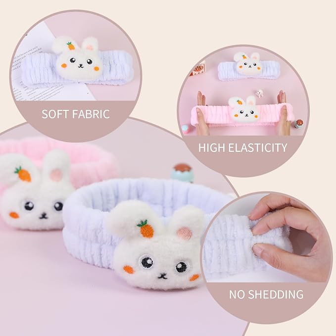 Spa Headband for Washing Face, 2 Pack Cute Hair Band for Shower Yoga Beauty - Image 5
