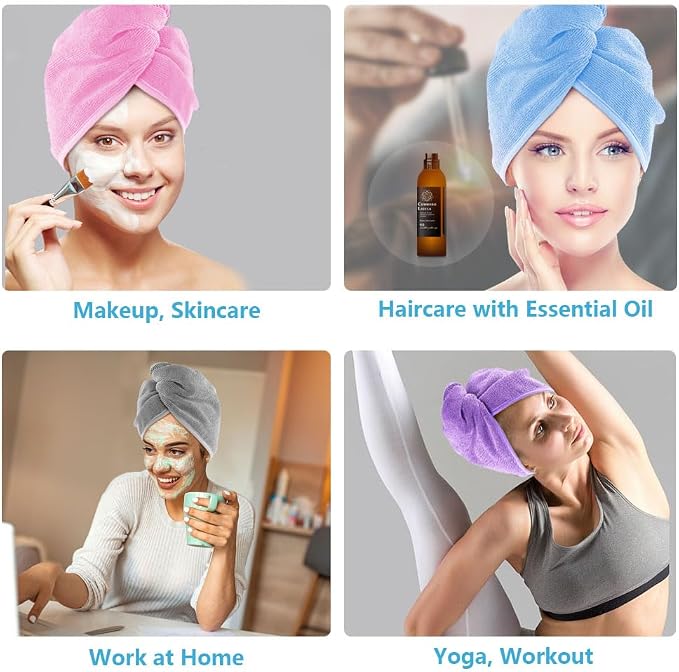 AIDEA Microfiber Hair Towel Wrap, 5 Pack Turbans, Super Absorbent Quick Dry - Image 5