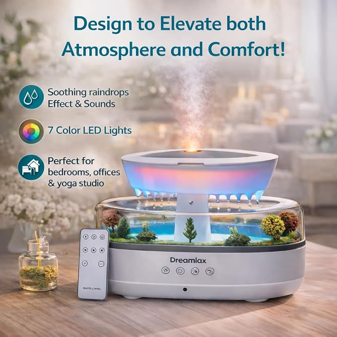 Dreamlax Rain Humidifiers for Bedroom – Cool Mist Essential Oil Diffuser - Image 6