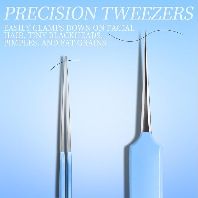 Teenitor 7 Pcs Professional Blackhead Remover Tweezers and Pimple Popper Tool - Image 6