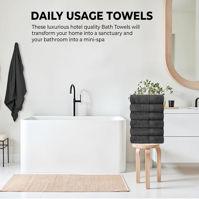 QUBA LINEN Hotel & Spa 100% Cotton Bath Towels Pack of 6, Ultra Soft, Quick Dry - Image 5