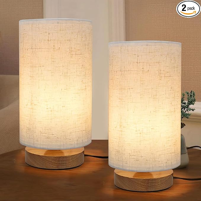 Table Lamps for Bedrooms Set of 2, Minimalist Bedside Lamps Set by SEENSINY