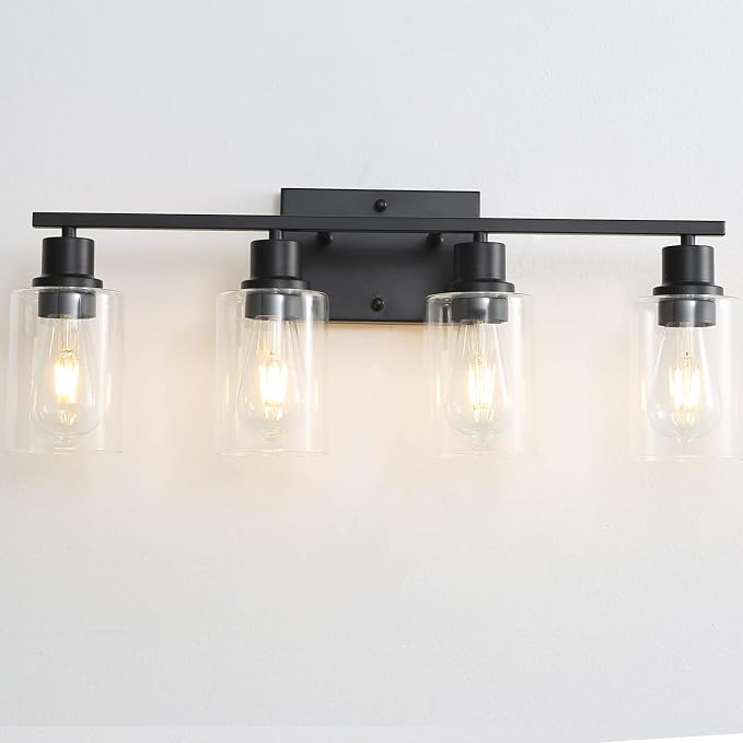 Bathroom Vanity Light Fixtures, 4-Light Matte Black Bathroom Lights, Wall by FILIMITIY