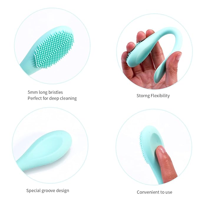 MSQ Silicone Face Mask Brush, Soft Facial Cleansing Scrubber, 2 Pack Double-End - Image 5