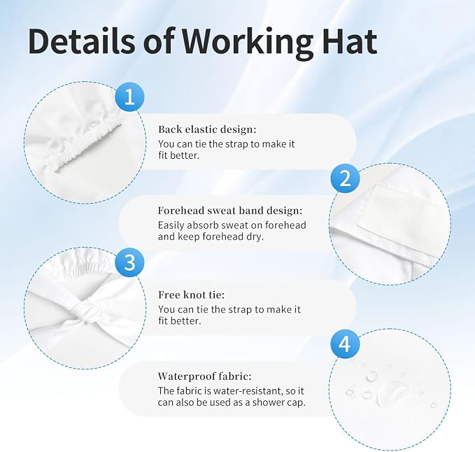 Scrub Cap for Women and Men Boho Black Leaf Pattern Adjustable Breathable - Image 5