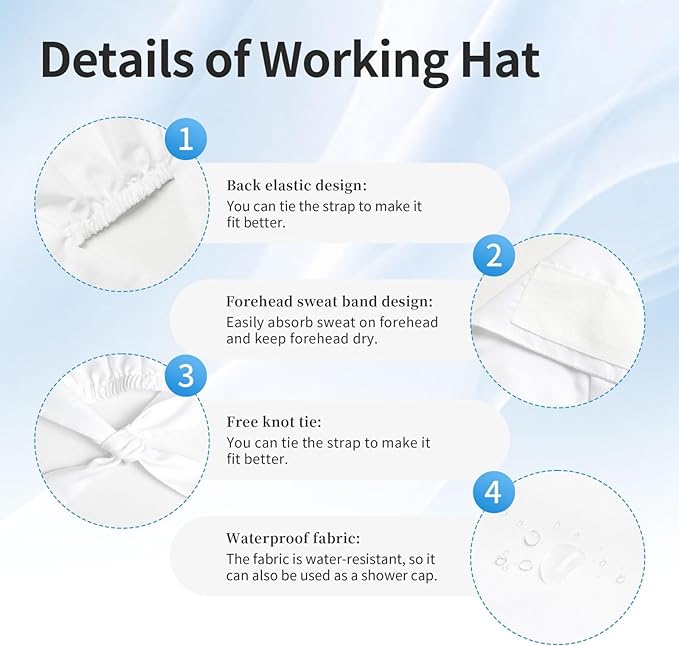 Adult Working Cap Adjustable Cleaning Work Sweatband Scrub Hat Tie Back Hats - Image 5