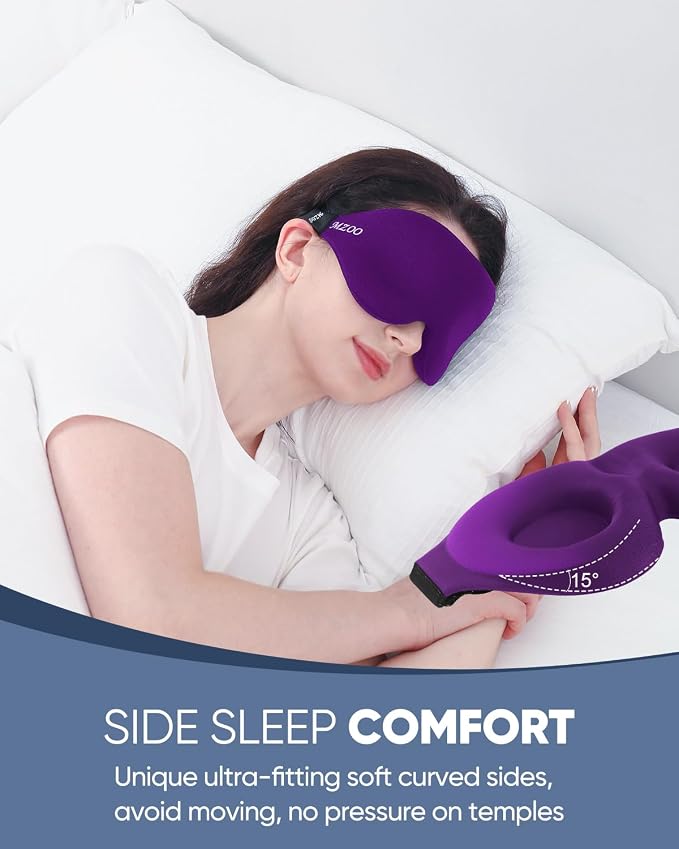 MZOO Luxury Sleep Eye Mask for Side Sleeper Men Women, Zero Eye Pressure 3D - Image 3